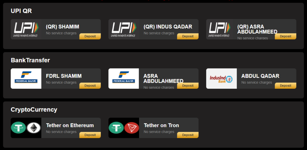 Payment methods grubhai247